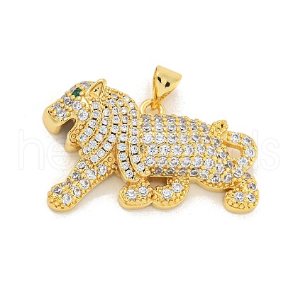 Rack Plating Brass Micro Pave Clear Cubic Zirconia Pendants KK-K341-63G-1