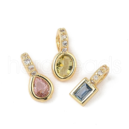 Brass Micro Pave Cubic Zirconia Charms KK-Q039-04G-1
