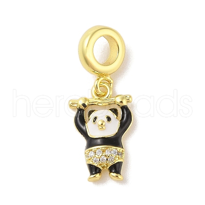 Rack Plating Brass Micro Pave Clear Cubic Zirconia Enamel European Dangle Charms KK-S380-27G-02-1