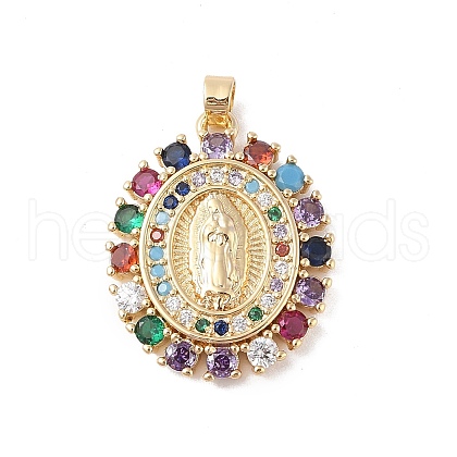 Brass Cubic Zirconia Pendants KK-Z050-30G-02-1
