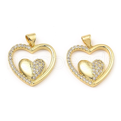 Rack Plating Brass Micro Pave Clear Cubic Zirconia Pendants KK-M253-05G-1