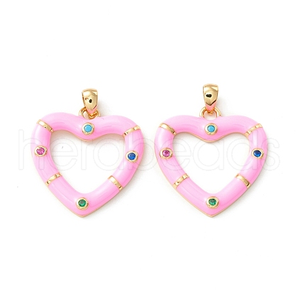 Rack Plating Brass Micro Pave Colorful Cubic Zirconia Pendants KK-D073-07G-04-1