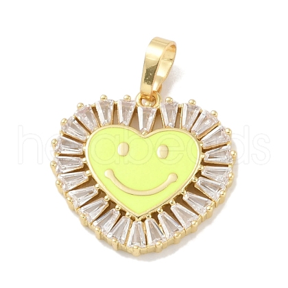 Rack Plating Brass Micro Pave Clear Cubic Zirconia Pendants KK-A224-15G-04-1