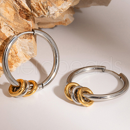 Stainless Steel Two-Tone Ring Hoop Earrings OV6952-1