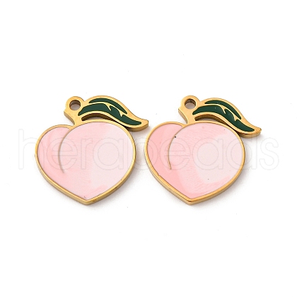 Fruit Seris 304 Stainless Steel Enamel Charms STAS-U060-03G-01-1