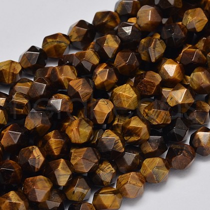 Faceted Natural Tiger Eye Beads Strands G-K066-01-8mm-1