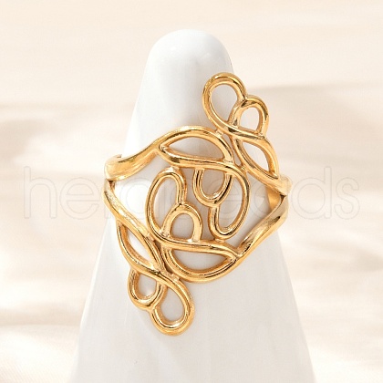 304 Stainless Steel Open Cuff Rings for Women RJEW-U061-02G-1