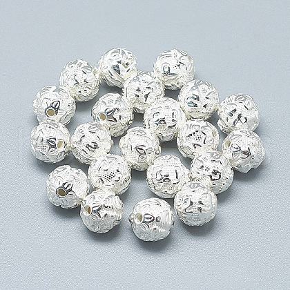 925 Sterling Silver Om Beads STER-T002-82S-1