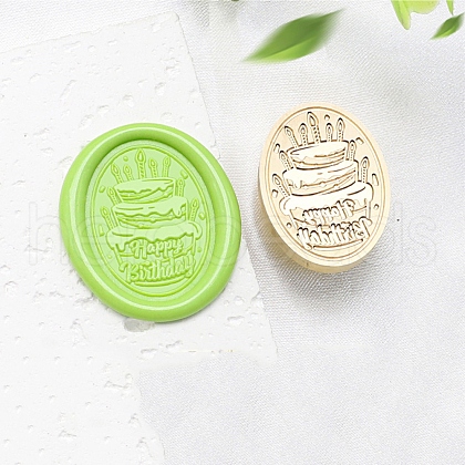 Golden Tone Wax Seal Brass Stamp Heads AJEW-U008-02G-21-1
