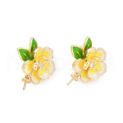 Brass Enamel Stud Earring Findings ZIRC-P122-08G-1