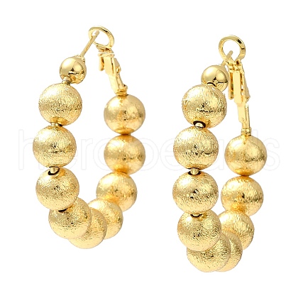 Rack Plating Brass Round Beaded Hoop Earrings EJEW-Z019-02B-G-1