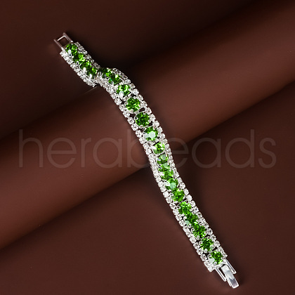 Square Alloy Rhinestone Cup Chain Bracelets for Women WG1D83C-10-1