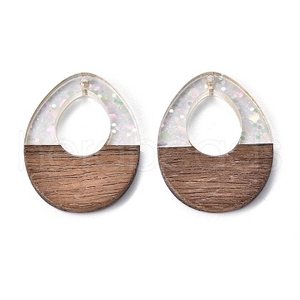 Epoxy Resin & Walnut Wood Pendants RESI-T057-12A-1
