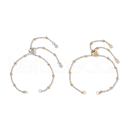 2Pcs 2 Colors 304 Stainless Steel Slider Bracelet Makings AJEW-JB01280-1