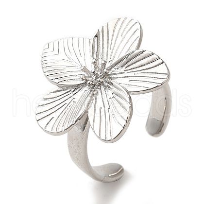 Flower Rack Plating Brass Cuff Rings for Women RJEW-G323-07P-1