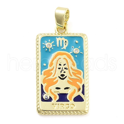 Rack Plating Brass Micro Pave Clear Cubic Zirconia Pendants KK-S371-02G-07-1
