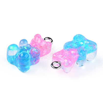 10Pcs Transparent Resin Glitter Pendants CRES-TAC0007-07P-01-1