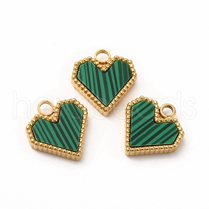 Synthetic Malachite Dyed Heart Charms STAS-A076-08G-1