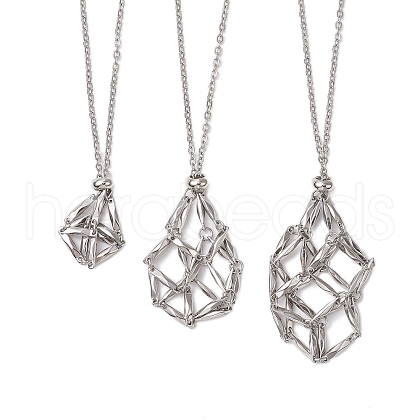 3Pcs 3 Sizes 304 Stainless Steel Cable Chain Macrame Pouch Slider Necklace Making NJEW-JN05068-1