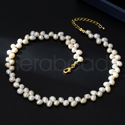 Mother's Day Jewellery Natural Baroque Freshwater Pearl Rice Beaded Necklaces for Women FS-WGF2BFC-01-1