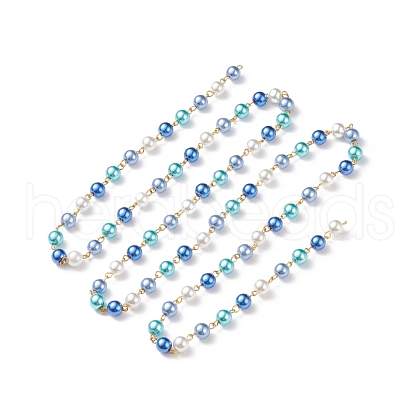 Handmade Glass Pearl Beaded Chain AJEW-JB01134-01-1