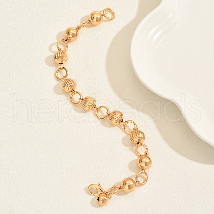 Brass Round Ball Beads Link Btacelets TJ4272-1