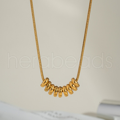 Minimalist Stainless Steel Round Snake Chain Rondelle Beaded Pendant Necklaces for Women GX2969-1-1