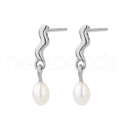 Stainless Steel with Pearl Stud Earrings for Women OJ6889-2-1