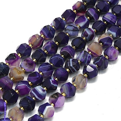 Natural Banded Agate Beads Strand G-I376-A43-01-1