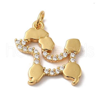 Rack Plating Brass Micro Pave Clear Cubic Zirconia Pendants KK-B092-18G-1