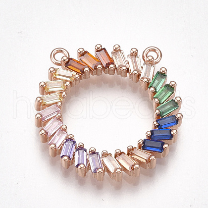 Brass Cubic Zirconia Pendants ZIRC-S061-71B-1