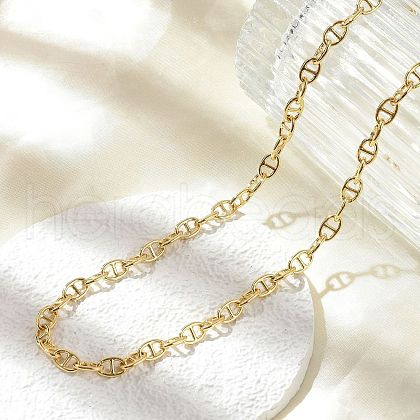 Brass Oval Link Chain Necklaces NJEW-A042-16G-1