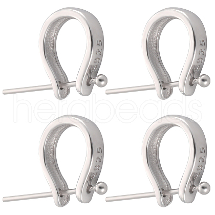 Anti-Tarnish Beebeecraft 4Pcs 925 Sterling Silver Teardrop Pendant Bails with Ball Head Pins STER-BBC0001-92-1