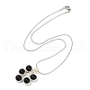Leaf Copper Wire Wrapped Natural Black Onyx(Dyed and Heated) Beaded Pendant Necklaces NJEW-JN05218-03-4