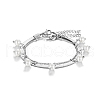 Fashionable Stainless Steel Herringbone & Curb Chains Double Layer Bracelets TF4640-1-2