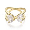 Brass Micro Pave Clear Cubic Zirconia Cuff Rings RJEW-S044-081-NF-3