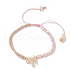 Faceted Bicone Glass with Round Glass Seed Beads Braided Bead Bracelets BJEW-MZ00164-05-3