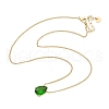 304 Stainless Steel Green Cubic Zirconia Pendant Neckalces for Women NJEW-C078-01B-G-4