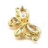 Brass Pave Clear Cubic Zirconia Connector Charms KK-Q066-11G-2