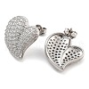 Brass Micro Pave Clear Cubic Zirconia Stud Earrings EJEW-U005-12B-P-2