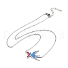 Colorful Enamel Swallow and Fish Pendant Necklace NJEW-G019-01P-3