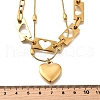 304 Stainless Steel Hollow Heart Pendant Double Layer Necklaces for Women NJEW-F341-01G-3