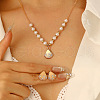Shell Shape Alloy & Plastic Pearl & Crystal Rhinestone Pendant Necklace & Stud Dangle Earring FS-WG40A88-02-2