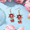 Flower with Butterfly 304 Stainless Steel Glass Seed Beads Dangle Earrings EJEW-MZ00417-05-1