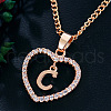 Alloy Crystal Rhinestone Heart with Initial Pendant Necklaces WGD4CFD-03-1