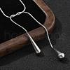 304 Stainless Steel Snake Chain Lariat Necklaces with Teardrop Ends NJEW-D300-02G-2
