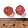 Cherry Quartz Glass Saucer Charms with Rack Plating Golden Tone Brass Bails KK-B103-17B-10-1-3