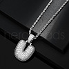 Brass Micro Pave Clear Cubic Zirconia Chunky Initial Pendant Necklaces WG24EA8-21-1