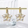 Flower Shape Clear Cubic Zirconia Hoop Earrings EJEW-F310-03G-1