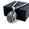 Greek Retro Stainless Steel Oval with Virgin Mary Pendant Necklaces IX0529-3